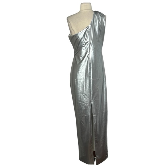 Attem Space Silver Chrome Sunday Maxi Dress Vegan Leather - Picture 5 of 7